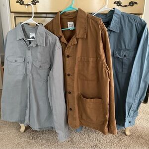 GAP Men's Tan Brown, Blue, and Gray Shirt Jackets XL